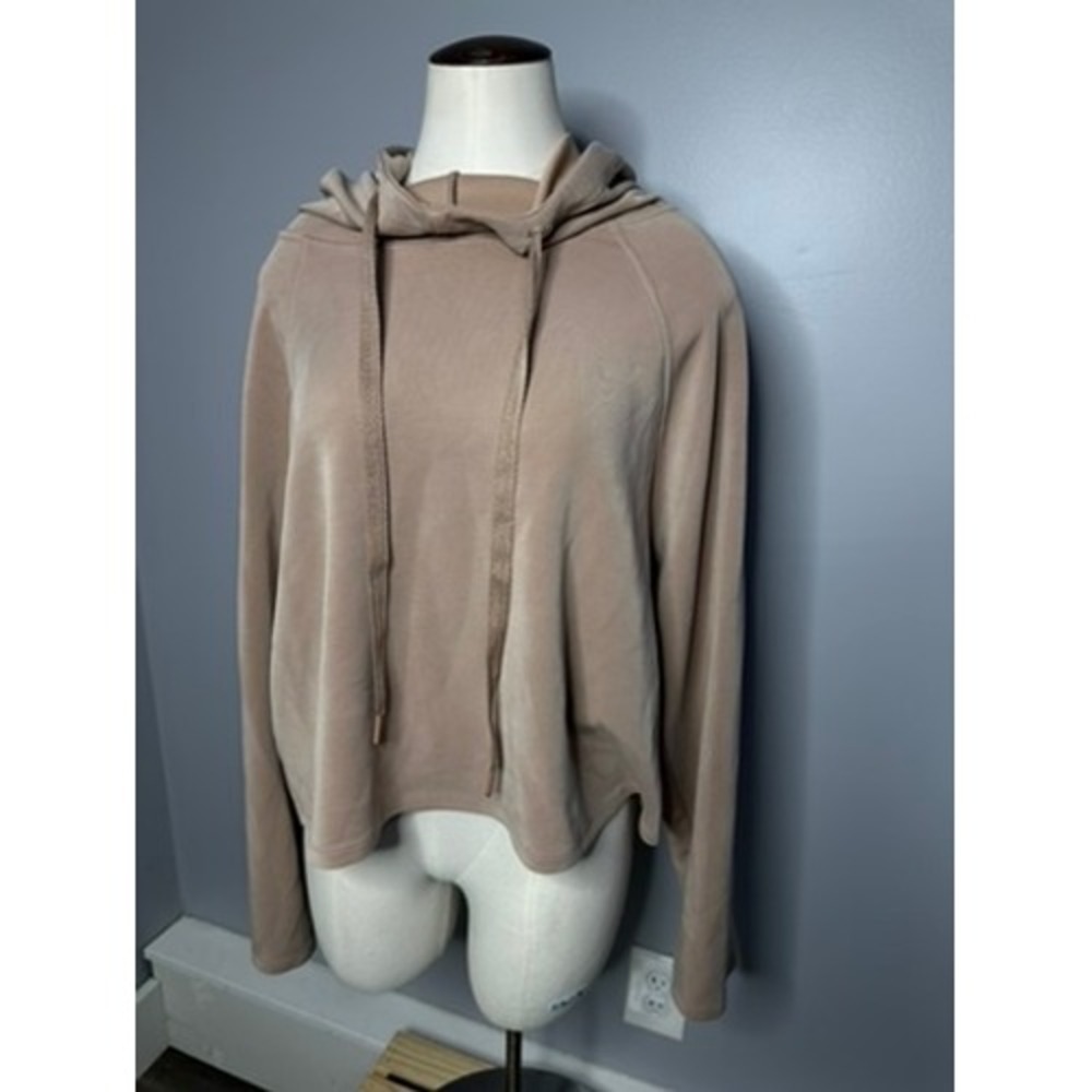 JoyLab Womens Tan Modal Blend Hooded Sweatshirt Cropped Raglan Hoodie Size M